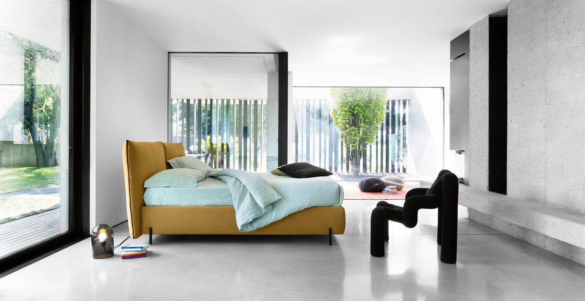 Letto Noctis London h27 - fotografia ufficiale del modello; rivestimento e ambientazione illustrativi