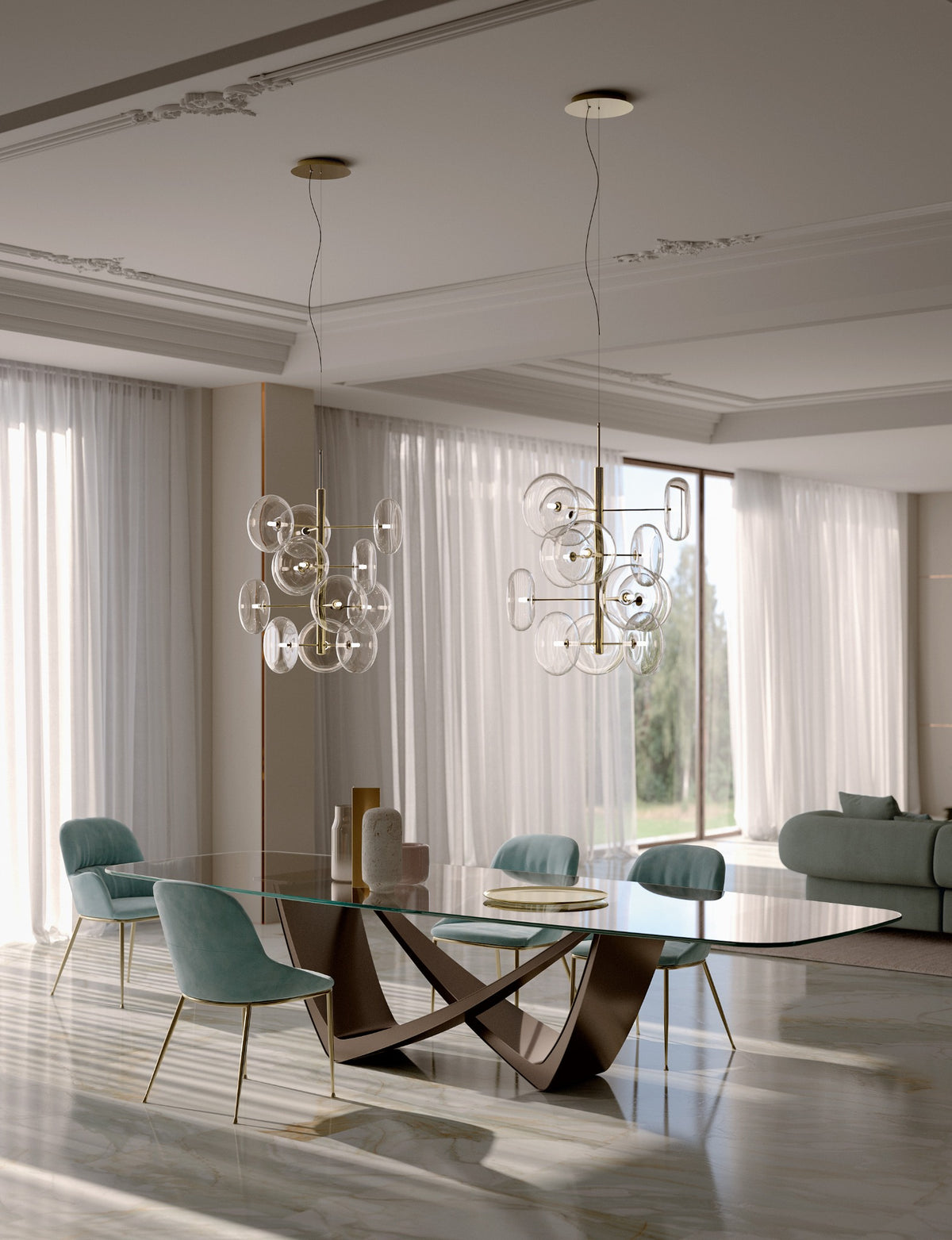 Bontempi Bach 53.78 – vista verticale con piano in cristallo, altra configurazione della collezione