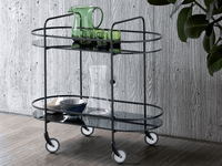 Carrello Bontempi Chic con struttura argento naturale e piani in cristallo fumè
