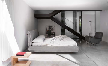 Letto Noctis Mio h17 - fotografia ufficiale del modello; rivestimento e ambientazione illustrativi